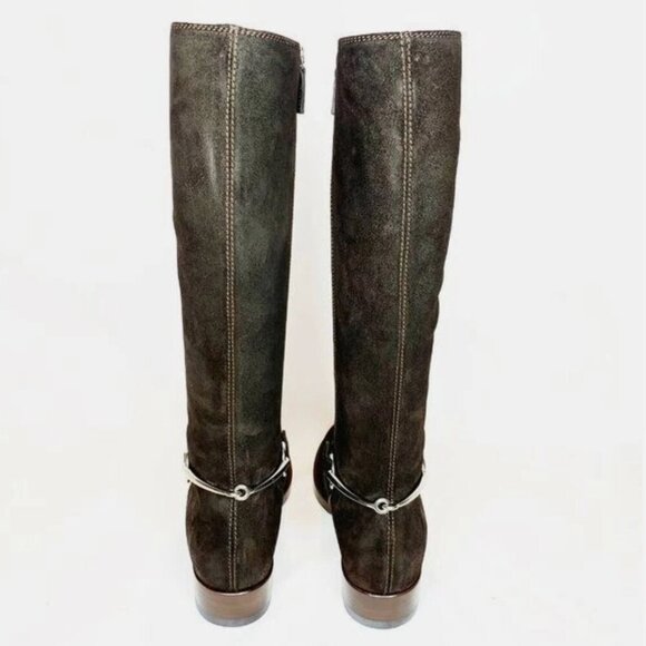 GUCCI Knee High Riding Boots US 9.5 Brown Suede Horsebit Low Block Heel EU 39.5 - Picture 2 of 12